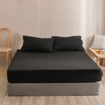 King Size Fitted Sheet, 100% Egyptian Cotton, Deep Pocket Premium Cotton Mattress Sheet,Double Bed Fitted Sheet Piece Non-Slip Fixed Bed Cover All-Inclusive Mattress Protection Bed Cover Black.