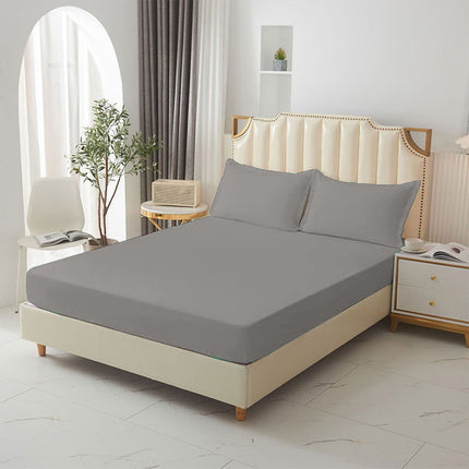 King Size Fitted Sheet, 100% Egyptian Cotton, Deep Pocket Premium Cotton Mattress Sheet,Double Bed Fitted Sheet Piece Non-Slip Fixed Bed Cover All-Inclusive Mattress Protection Bed Cover Gray.
