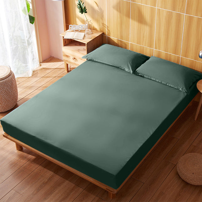 King Size Fitted Sheet, 100% Egyptian Cotton, Deep Pocket Premium Cotton Mattress Sheet,Double Bed Fitted Sheet Piece Non-Slip Fixed Bed Cover All-Inclusive Mattress Protection Bed Cover Green.
