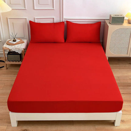 King Size Fitted Sheet, 100% Egyptian Cotton, Deep Pocket Premium Cotton Mattress Sheet,Double Bed Fitted Sheet Piece Non-Slip Fixed Bed Cover All-Inclusive Mattress Protection Bed Cover Red.
