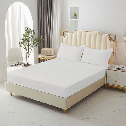 King Size Fitted Sheet, 100% Egyptian Cotton, Deep Pocket Premium Cotton Mattress Sheet,Double Bed Fitted Sheet Piece Non-Slip Fixed Bed Cover All-Inclusive Mattress Protection Bed Cover White.