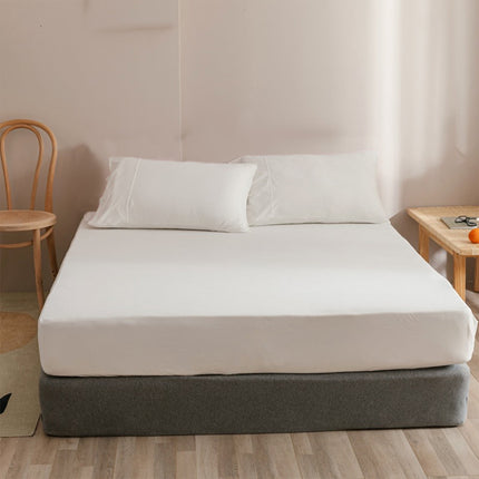 King Size Fitted Sheet, 100% Egyptian Cotton, Deep Pocket Premium Cotton Mattress Sheet,Double Bed Fitted Sheet Piece Non-Slip Fixed Bed Cover All-Inclusive Mattress Protection Bed Cover White.