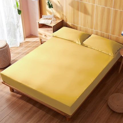 King Size Fitted Sheet, 100% Egyptian Cotton, Deep Pocket Premium Cotton Mattress Sheet,Double Bed Fitted Sheet Piece Non-Slip Fixed Bed Cover All-Inclusive Mattress Protection Bed Cover Yellow.