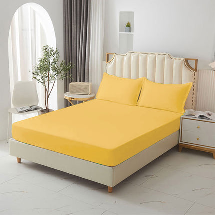 King Size Fitted Sheet, 100% Egyptian Cotton, Deep Pocket Premium Cotton Mattress Sheet,Double Bed Fitted Sheet Piece Non-Slip Fixed Bed Cover All-Inclusive Mattress Protection Bed Cover Yellow.