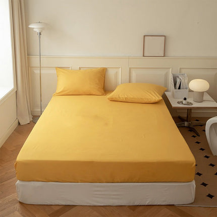 King Size Fitted Sheet, 100% Egyptian Cotton, Deep Pocket Premium Cotton Mattress Sheet,Double Bed Fitted Sheet Piece Non-Slip Fixed Bed Cover All-Inclusive Mattress Protection Bed Cover Yellow.