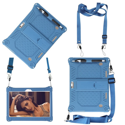 10,10.1 inch Silicone Tablet Case with Stylus Pen & Shoulder Strap, Universal Shockproof Silicone Cover Case,Soft Portable Protective Cover for Android Tablet PC Blue.