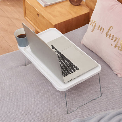 Foldable Lap Desks Laptop Tray for Bed or Couch,Portable Breakfast Serving Tray with Folding Legs, Vuyungers Lightweight Mini Lazy Small Table, Laptop Stand for Working, Reading and Writing White.