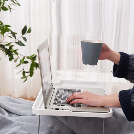 Foldable Lap Desks Laptop Tray for Bed or Couch,Portable Breakfast Serving Tray with Folding Legs, Vuyungers Lightweight Mini Lazy Small Table, Laptop Stand for Working, Reading and Writing White.