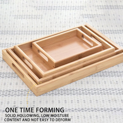 Serving Tray with Handles, Rectangular Bamboo Breakfast Food Tray Wooden Trays ,Natural Wood Tea Coffee Tray Decorative Serving Platter for Eating, Storing, Used in Bedroom, Kitchen,Outdoors Off-White.