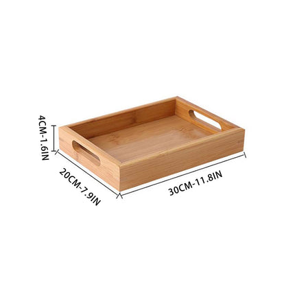 Serving Tray with Handles, Rectangular Bamboo Breakfast Food Tray Wooden Trays ,Natural Wood Tea Coffee Tray Decorative Serving Platter for Eating, Storing, Used in Bedroom, Kitchen,Outdoors Off-White.