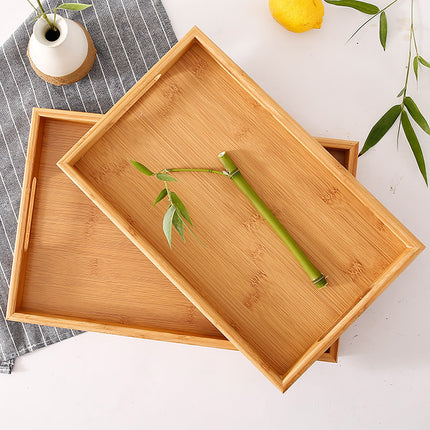 Serving Tray with Handles, Rectangular Bamboo Breakfast Food Tray Wooden Trays ,Natural Wood Tea Coffee Tray Decorative Serving Platter for Eating, Storing, Used in Bedroom, Kitchen,Outdoors Off-White.