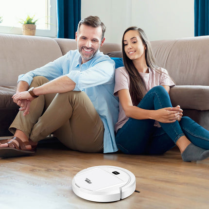 Robot Vacuum Cleaner, 4 in 1 Ultra Thin Low Operation Intelligent Sweeping Mopping Robot,for Hard Floor, Pet Hair and Low-Piled Carpet,Quiet,Integral Memory Multiple Cleaning Modes Vacuum White.