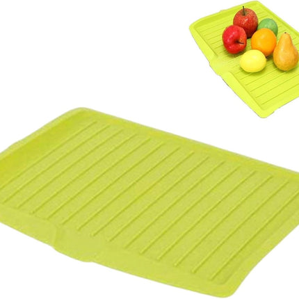 Dish Drain Board with Side Drop - Kitchen Utility Draining Board, Drain Rack, 17.5x12 Inch Kitchen Drying Tray | Heat-Resistant Drip Rack for Quick Drainage and Easy Storage, Drying Dish Rack Tray Green.