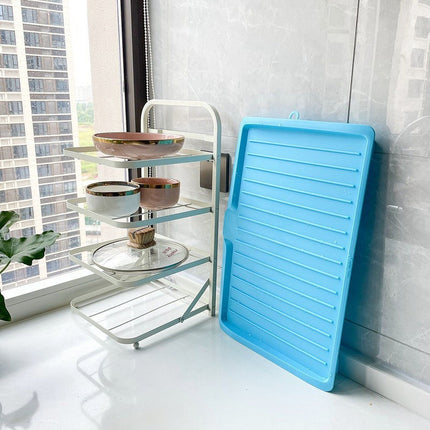 Dish Drain Board with Side Drop - Kitchen Utility Draining Board, Drain Rack, 17.5x12 Inch Kitchen Drying Tray | Heat-Resistant Drip Rack for Quick Drainage and Easy Storage, Drying Dish Rack Tray Green.