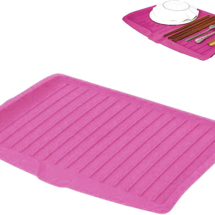 Dish Drain Board with Side Drop - Kitchen Utility Draining Board, Drain Rack, 17.5x12 Inch Kitchen Drying Tray | Heat-Resistant Drip Rack for Quick Drainage and Easy Storage, Drying Dish Rack Tray Green.