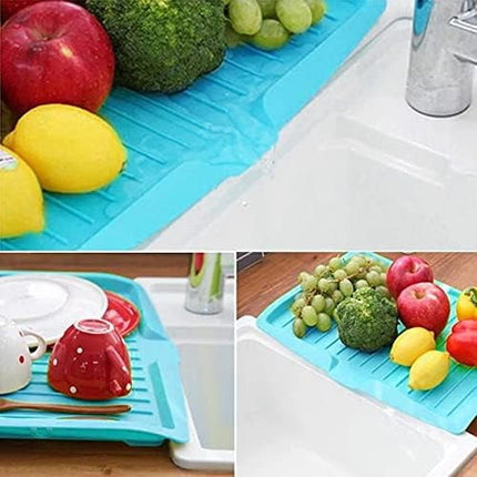 Dish Drain Board with Side Drop - Kitchen Utility Draining Board, Drain Rack, 17.5x12 Inch Kitchen Drying Tray | Heat-Resistant Drip Rack for Quick Drainage and Easy Storage, Drying Dish Rack Tray Green.