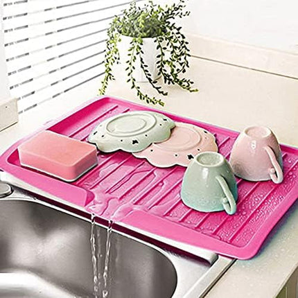 Dish Drain Board with Side Drop - Kitchen Utility Draining Board, Drain Rack, 17.5x12 Inch Kitchen Drying Tray | Heat-Resistant Drip Rack for Quick Drainage and Easy Storage, Drying Dish Rack Tray White.