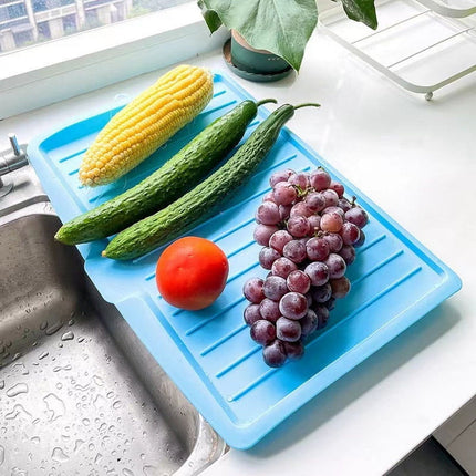 Dish Drain Board with Side Drop - Kitchen Utility Draining Board, Drain Rack, 17.5x12 Inch Kitchen Drying Tray | Heat-Resistant Drip Rack for Quick Drainage and Easy Storage, Drying Dish Rack Tray White.