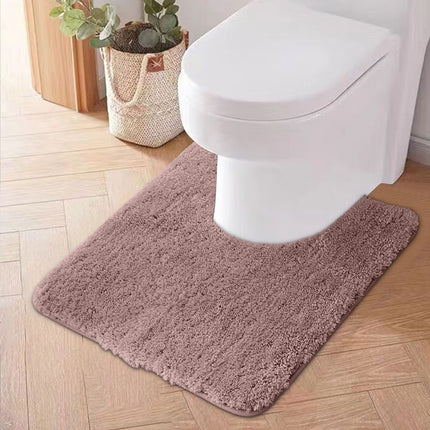Bathroom Contour Rug Non Slip Toilet U Shaped Bath Mat, Water Absorbent Super Soft Shaggy Chenille Machine Washable Dry Extra Thick Perfect Absorbant Best Plush Carpet, U Shaped Bath Mat Pink.