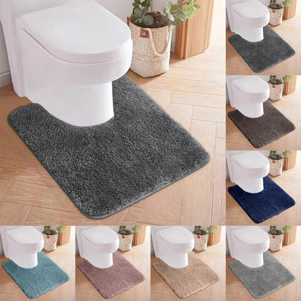 Bathroom Contour Rug Non Slip Toilet U Shaped Bath Mat, Water Absorbent Super Soft Shaggy Chenille Machine Washable Dry Extra Thick Perfect Absorbant Best Plush Carpet, U Shaped Bath Mat Pink.
