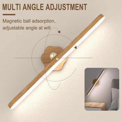 Wall Lights for Bedroom Battery Operated Wall Sconce Lamp Vanity Light Magnetic Wooden Wireless Rechargeable Wall Lights,Rotating Multi-purpose Night Light Movable Light Detachable Cabinet Light A.