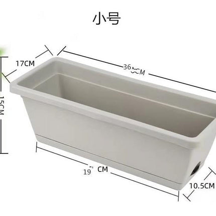 14 Inch Black Plastic Rectangular Window Planter Box, Window Vegetable Planter Box with Trays, 2025 New Vuyungers Rectangular Flower Pots for Windowsill, Garden, Balcony, Patio Black.