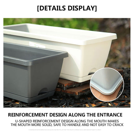 14 Inch Black Plastic Rectangular Window Planter Box, Window Vegetable Planter Box with Trays, 2025 New Vuyungers Rectangular Flower Pots for Windowsill, Garden, Balcony, Patio Black.