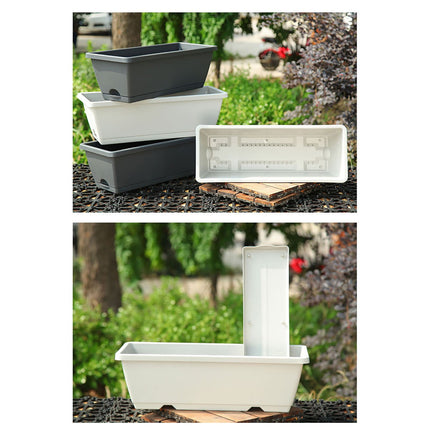 14 Inch Black Plastic Rectangular Window Planter Box, Window Vegetable Planter Box with Trays, 2025 New Vuyungers Rectangular Flower Pots for Windowsill, Garden, Balcony, Patio Black.