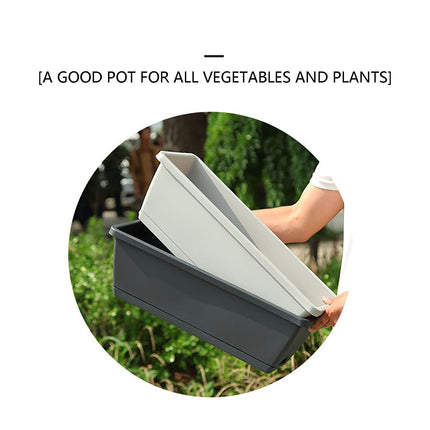 14 Inch Black Plastic Rectangular Window Planter Box, Window Vegetable Planter Box with Trays, 2025 New Vuyungers Rectangular Flower Pots for Windowsill, Garden, Balcony, Patio Black.