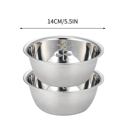 Thickened Stainless Steel Mixing Bowl - Salad Bowl, Metal Bowls, Stainless Steel Basin, Heavy Duty Deeper Edge Mirror Finish Dishwasher Safe Bowl, Metal Bowls,Stainless Steel Basin, Water Basin 14CM 400ml.