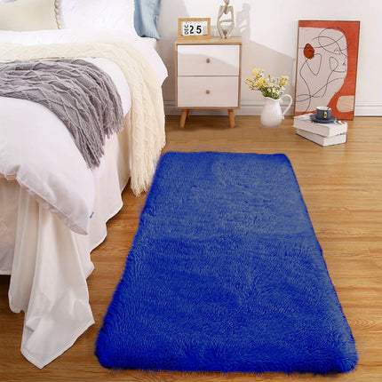 Washable Runner Rug for Bedroom Living Room Rug - 40 x 15.7 Inch Bath Mats Red Soft Fluffy Hallway Runner Rug, Non-Slip Indoor Carpet for Kitchen Laundary Room Decor Entryway Bathroom Blue.
