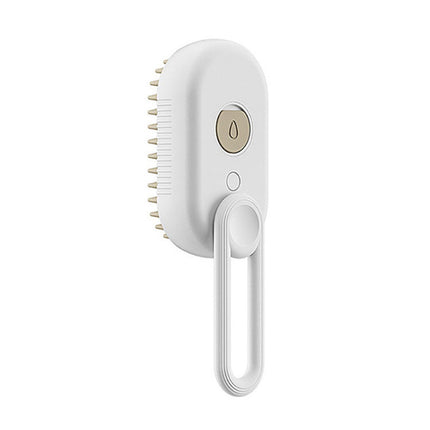 Pet Spray Massage Comb with Steam - 3-in-1 Steam Grooming Brush for Cats & Dogs, Pet Hair Removal, Massage & Cleaning Spray Comb, Ergonomic & Portable, Compact & Easy to Clean,for Bathing & Grooming White.