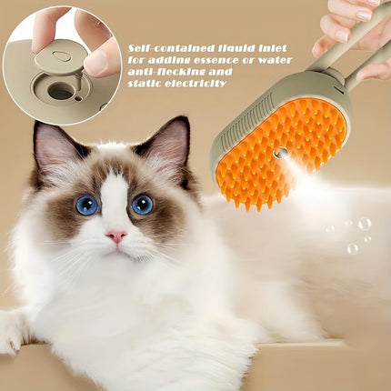 Pet Spray Massage Comb with Steam - 3-in-1 Steam Grooming Brush for Cats & Dogs, Pet Hair Removal, Massage & Cleaning Spray Comb, Ergonomic & Portable, Compact & Easy to Clean,for Bathing & Grooming White.