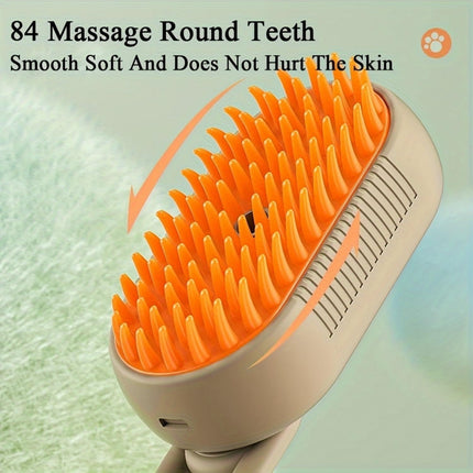 Pet Spray Massage Comb with Steam - 3-in-1 Steam Grooming Brush for Cats & Dogs, Pet Hair Removal, Massage & Cleaning Spray Comb, Ergonomic & Portable, Compact & Easy to Clean,for Bathing & Grooming White.