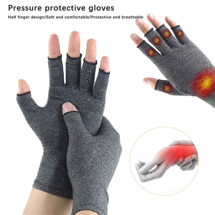 Pressure Gloves Half Finger, Cycling Joint Care Sports Gloves, Antiskid Fitness Gloves for Men and Women, Comfortable Compression Gloves for Hand Relief, Mobility & Repetitive Task Support, Size M D.