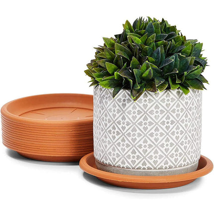 Heavy Duty Plastic Plant Saucer - 8 Inch Round Flower Pot Drip Tray, Durable Flowerpot Base for Indoor/Outdoor Use, Water Catcher for Potted Plants, Easy to Clean, Black B.