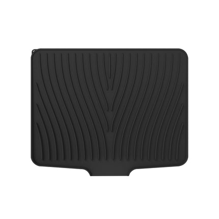 40x33 Inch Extra Large Kitchen Countertop Draining Silicone Tray - No Punching, Waterproof Drying Pad for Dishes,Water Diverting, Anti-Accumulating, Multifunctional Counter Protector for Kitchen Use Black.