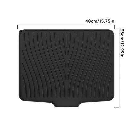 40x33 Inch Extra Large Kitchen Countertop Draining Silicone Tray - No Punching, Waterproof Drying Pad for Dishes,Water Diverting, Anti-Accumulating, Multifunctional Counter Protector for Kitchen Use Black.