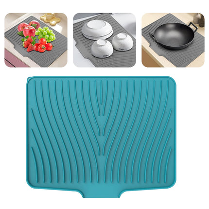 40x33 Inch Extra Large Kitchen Countertop Draining Silicone Tray - No Punching, Waterproof Drying Pad for Dishes,Water Diverting, Anti-Accumulating, Multifunctional Counter Protector for Kitchen Use green.