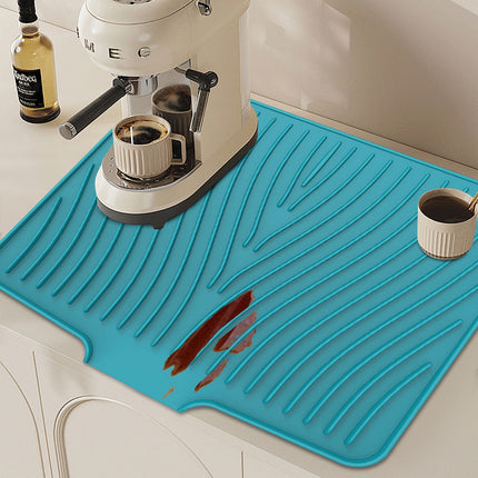 40x33 Inch Extra Large Kitchen Countertop Draining Silicone Tray - No Punching, Waterproof Drying Pad for Dishes,Water Diverting, Anti-Accumulating, Multifunctional Counter Protector for Kitchen Use green.