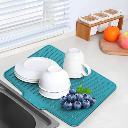 40x33 Inch Extra Large Kitchen Countertop Draining Silicone Tray - No Punching, Waterproof Drying Pad for Dishes,Water Diverting, Anti-Accumulating, Multifunctional Counter Protector for Kitchen Use green.