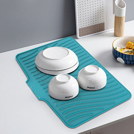 40x33 Inch Extra Large Kitchen Countertop Draining Silicone Tray - No Punching, Waterproof Drying Pad for Dishes,Water Diverting, Anti-Accumulating, Multifunctional Counter Protector for Kitchen Use green.