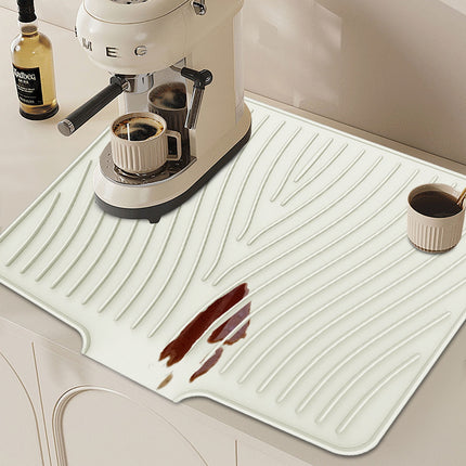 40x33 Inch Extra Large Kitchen Countertop Draining Silicone Tray - No Punching, Waterproof Drying Pad for Dishes,Water Diverting, Anti-Accumulating, Multifunctional Counter Protector for Kitchen Use white.