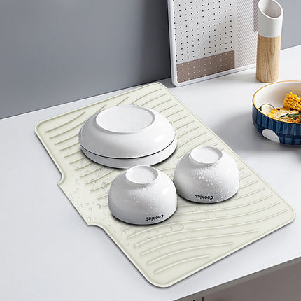 40x33 Inch Extra Large Kitchen Countertop Draining Silicone Tray - No Punching, Waterproof Drying Pad for Dishes,Water Diverting, Anti-Accumulating, Multifunctional Counter Protector for Kitchen Use white.