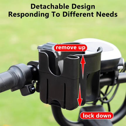 2-in-1 Bicycle Cup Holder with Mobile Phone Holder - Universal Water Bottle Holder, Coffee & Tea Mug Holder, for Electric Bike, Bicycle, Motorcycle, Stroller, Walker - Fits Phones Up to 6.5 Inches.