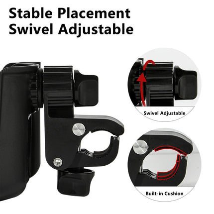 2-in-1 Bicycle Cup Holder with Mobile Phone Holder - Universal Water Bottle Holder, Coffee & Tea Mug Holder, for Electric Bike, Bicycle, Motorcycle, Stroller, Walker - Fits Phones Up to 6.5 Inches.