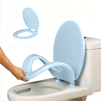 Universal Round Toilet Seat - 15.7 x 13.4 Inch Soft Close Plastic Toilet Lid with Foam Cushion, Easy Install & Clean, Durable Design for Standard Toilets Blue.