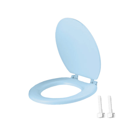 Universal Round Toilet Seat - 15.7 x 13.4 Inch Soft Close Plastic Toilet Lid with Foam Cushion, Easy Install & Clean, Durable Design for Standard Toilets Blue.