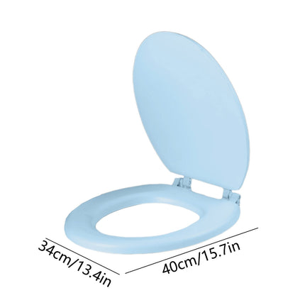 Universal Round Toilet Seat - 15.7 x 13.4 Inch Soft Close Plastic Toilet Lid with Foam Cushion, Easy Install & Clean, Durable Design for Standard Toilets Blue.
