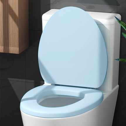 Universal Round Toilet Seat - 15.7 x 13.4 Inch Soft Close Plastic Toilet Lid with Foam Cushion, Easy Install & Clean, Durable Design for Standard Toilets Blue.